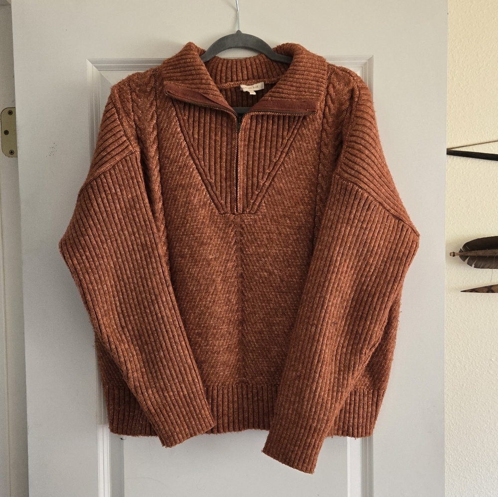 Rust Orange Ribbed Sweater